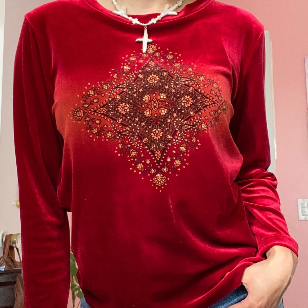 Vintage Velvet Red Top